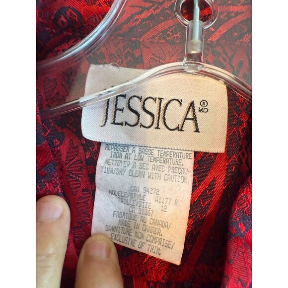 Jessica Satin Paisley Print Blouse Kimono Women's Size 12 Red Boho Bohemian - Picture 2 of 8